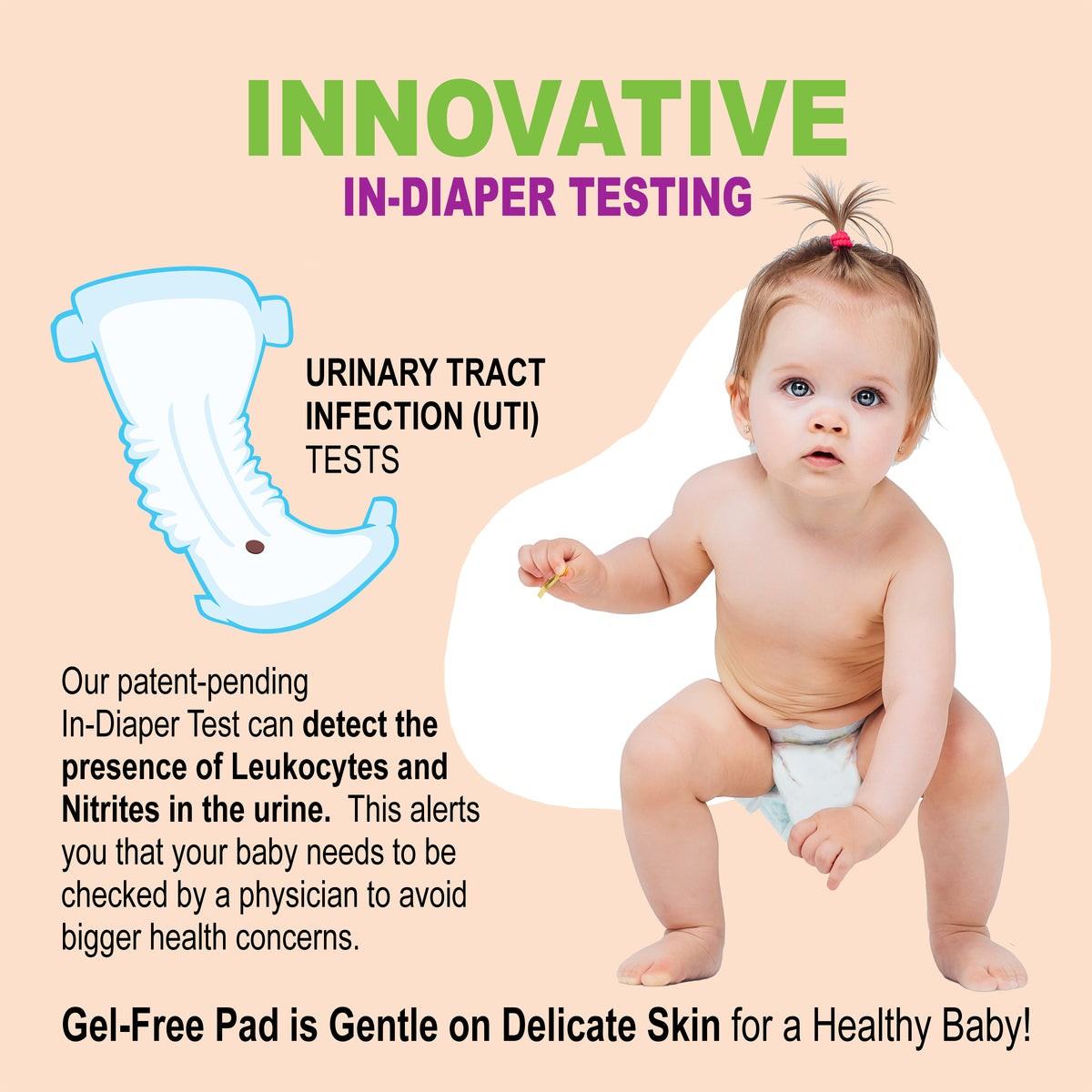In-Diaper UTI Screening Tests (20) for Homecare or Long Term Care