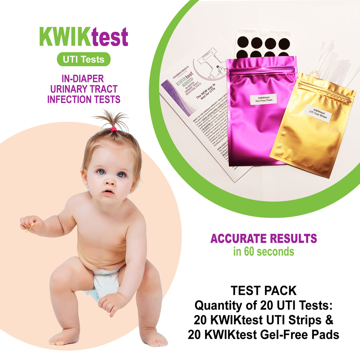 In-Diaper UTI Screening Tests (20) for Homecare or Long Term Care