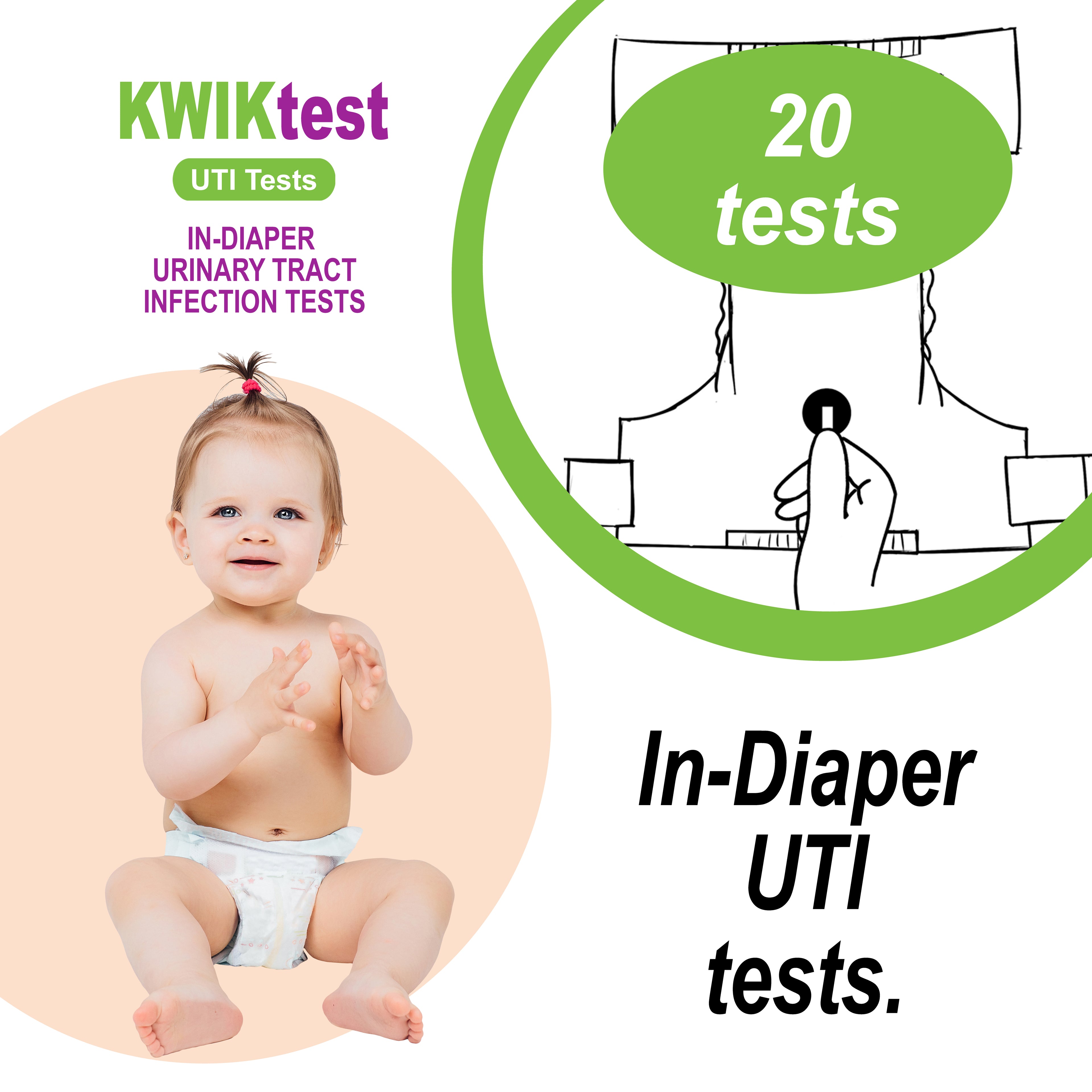 In-Diaper UTI Screening Tests (20) for Homecare or Long Term Care