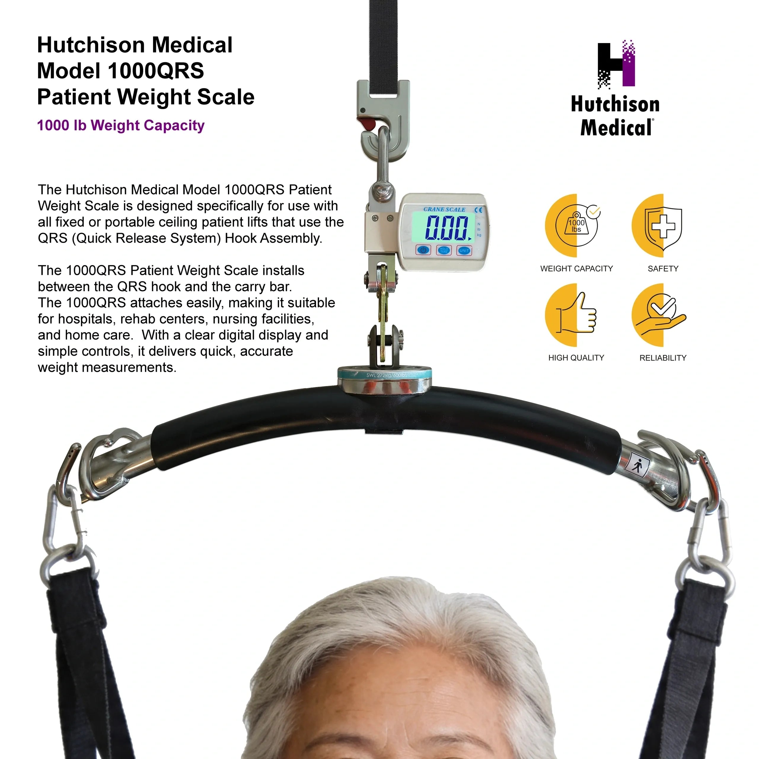 Model 1000QRS Patient Weight Scale for Portable / Fixed QRS Ceiling Lifts