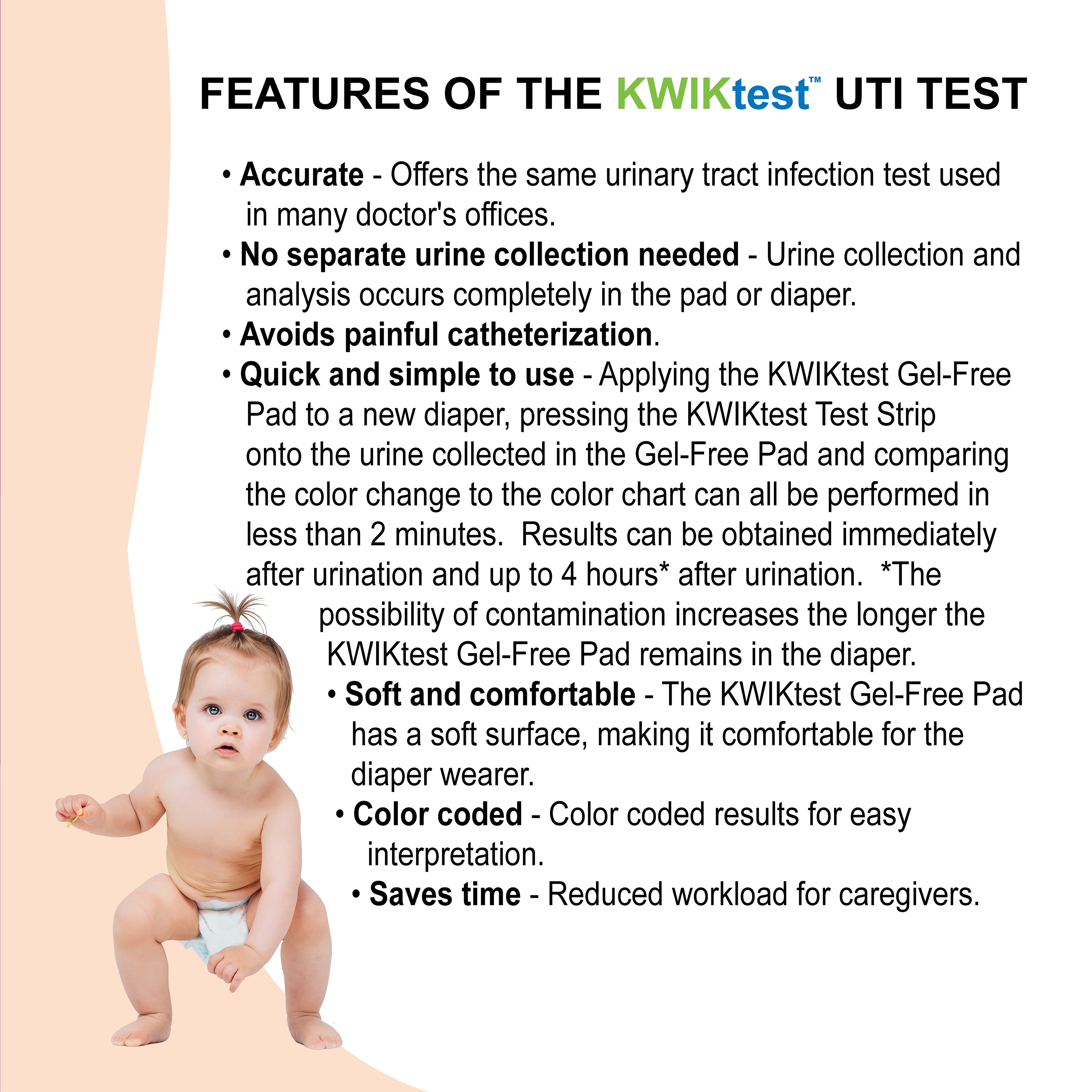 In-Diaper UTI Screening Tests (20) for Homecare or Long Term Care